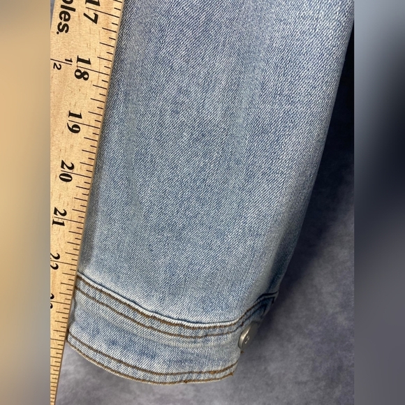 LOGO women's size 26W light wash blue jean denim mock neck zip up jacket QVC - Picture 7 of 8